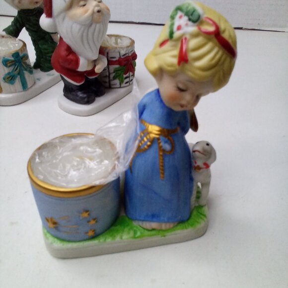 Christmas Luvkins Vintage 1978 Candle Holders Lot of 4 Santa Angel Drummer Boy - Picture 12 of 15